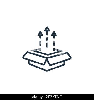 Vektorsymbol für Produktveröffentlichung. Dünne Linie schwarzes Produkt Release Symbol, flache Vektor einfache Element Illustration aus editierbaren allgemeinen Konzept isola Stock Vektor