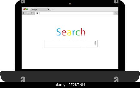 Laptop mit Browser-Fenster auf Blanck Hintergrund. Stock Vektor