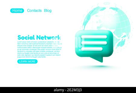 Chat-Blase des sozialen Netzwerks. Talk, Dialog, Messenger oder Online Support Konzept. Web Icon. Vektorgrafik Stock Vektor