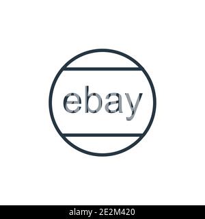 EBay-Vektor-Symbol. Dünne Linie schwarz ebay Symbol, flache Vektor einfache Element Illustration aus editierbaren Zahlungskonzept isoliert auf weißem Backgroun Stock Vektor