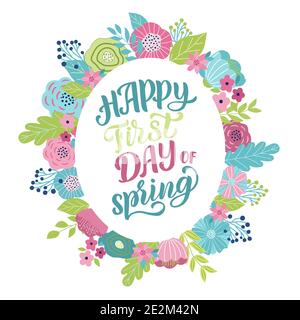 Holiday Card - Happy first day of spring Stock Vektor