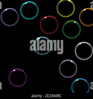 Realistische Seifenblasen, Hintergrund von Seifenblasen, Vektorgrafik Stock Vektor