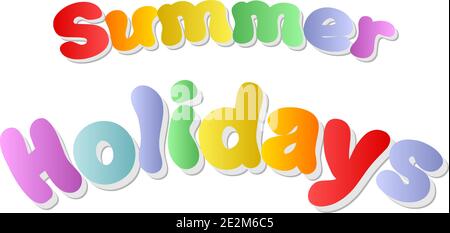 Sommerferien Farbe Inschrift. Regenbogenfarbe. Eps10 Stock Vektor