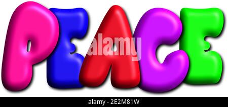 Frieden in bunten Blase 3d Buchstaben, Vektor-Illustration auf weißem Hintergrund Stock Vektor