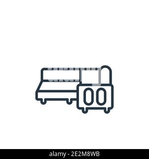 Ecksofa Umriss Vektor-Symbol. Dünne Linie schwarze Ecke Sofa Symbol, flache Vektor einfache Element Illustration von editierbaren Möbeln und Haushalt conce Stock Vektor