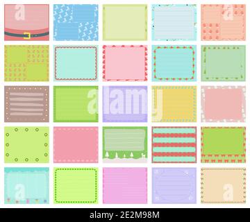 Vektor-Set von Pastell Weihnachten Winter Geschenk-Tags, niedlich bunte Hand gezeichnet Illustration, leere Etikett in Rechteck-Rahmen mit Doodle-Muster für Dekorat Stock Vektor