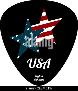 Guitar Pick Icon mit Stern im flachen Stil Stock Vektor