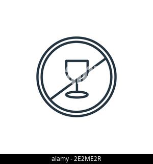 Vektorsymbol „kein Trinken“. Dünne Linie schwarz kein Trinken Symbol, flache Vektor einfache Element Illustration aus editierbaren Lebensmittel Konzept isoliert Strich Stock Vektor