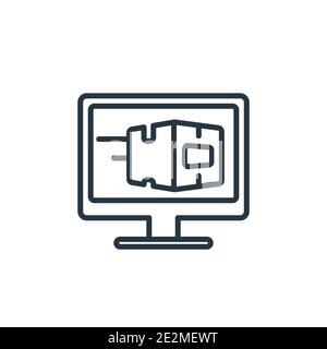 Vektorsymbol für den Umriss des Ausgabemonitors. Dünne Linie schwarzes Ausgabemonitor Symbol, flache Vektor einfache Element Illustration von editierbaren Lieferung und Logist Stock Vektor