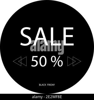 50 Off Sale Promotion flache Abzeichen Grafik, Sale Black Friday. Eps10 Stock Vektor