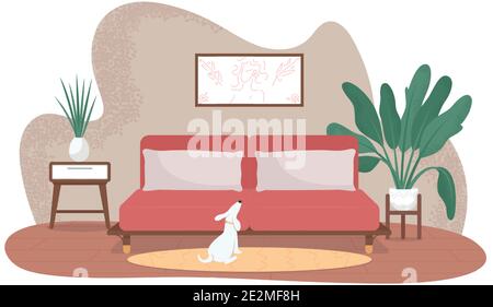 Modernes Wohnzimmer 2D Vektor Web Banner, Poster Stock Vektor