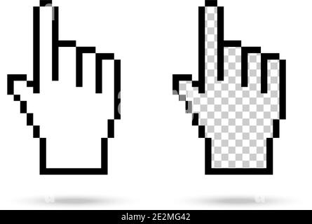 Pixel Hand auf weißem Hintergrund. Vektorgrafik Stock Vektor