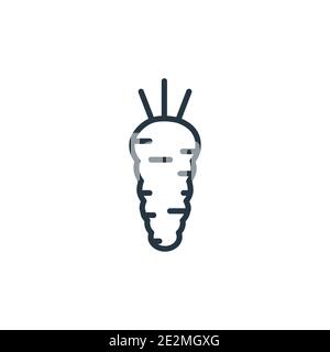 Symbol für den Vektor der Meerrettich-Kontur. Dünne Linie schwarz Meerrettich Symbol, flache Vektor einfache Element Illustration aus editierbaren Früchten Konzept isoliert Strok Stock Vektor