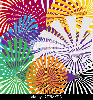 Set Farbe Sonnenstrahlen, abstrakter Hintergrund mit Sonnenstrahlen Stock Vektor