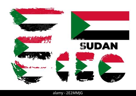 Schwingende Flagge des Sudan Vektorgrafik. Schwenkende sudanesische Flagge Illustration. Stock Vektor