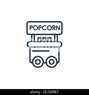 Popcorn Shop Umriss Vektor-Symbol. Dünne Linie schwarz Popcorn Shop Symbol, flache Vektor einfache Element Illustration aus editierbaren Lebensmittel Konzept isoliert Strok Stock Vektor