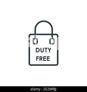 Vektorsymbol für Duty-Free-Umrisse. Dünne Linie schwarz Duty free Symbol, flache Vektor einfache Element Illustration von editierbaren Lieferung und Logistik-Konzept ist Stock Vektor