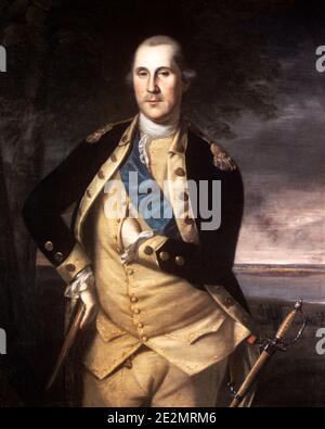 1770ER JAHRE GENERAL GEORGE WASHINGTON 1776 PORTRÄT VON CHARLES WILLSON PEALE IM AUFTRAG VON JOHN HANCOCK HANGS BROOKLYN MUSEUM NY USA - KH5330 PLE001 HARS VEREINIGTE STAATEN VON AMERIKA MÄNNER NY CONFIDENCE BROOKLYN NORDAMERIKA AUGENKONTAKT FREIHEIT NORDAMERIKA KRIEGE MUT LEADERSHIP POLITIKER CONTINENTAL BEI IN 1776 PATRIOT POLITIK UNIFORMEN UNABHÄNGIGKEITSKRIEG STILVOLLE GEORGE WASHINGTON REVOLTE AMERIKANISCHEN REVOLUTIONÄREN KRIEG HÄNGT BEFREIT 1770ER KOLONIEN STAATSMANN 1700S KAUKASISCHEN ETHNIZITÄT CHARLES WILLSON PEALE CONTINENTAL ARMEE GRÜNDUNGSVATER JOHN HANCOCK ALTMODISCHEN PEALE VIRGINIAN Stockfoto