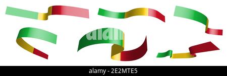 Set von Urlaub Bänder. Flagge von Mali winkt im Wind. Trennung in untere und obere Schichten. Designelement. Vektor auf weißem Hintergrund Stock Vektor