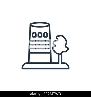 Vektorsymbol für die Turmumrandung. Dünne Linie schwarz Turm Symbol, flache Vektor einfache Element Illustration aus editierbaren Wüste Konzept isoliert Strich auf weiß b Stock Vektor
