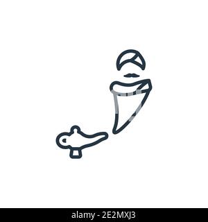 Genie-Vektorsymbol. Dünne Linie schwarz Genie Symbol, flache Vektor einfache Element Illustration aus editierbaren Märchen Konzept isoliert auf weißem Rücken Stock Vektor