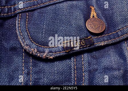 Lee Denim Jackentasche Nahaufnahme Stockfoto