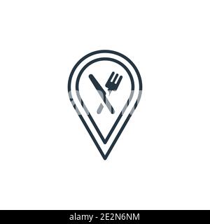 Vektorsymbol „Restaurantkontur“. Dünne Linie schwarz eatery Symbol, flache Vektor einfache Element Illustration aus editierbaren Food-Konzept isoliert Strich auf weiß b Stock Vektor