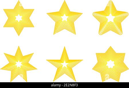 Sternsymbol festlegen, Goldener Stern auf leerem Hintergrund Stock Vektor