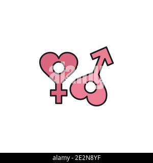 Gender Lineal Farbe Symbol mit Herz. Einfaches Design editierbar. Vektor der Designvorlage Stock Vektor
