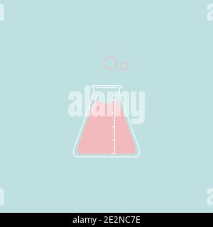 Umreißen Sie das Reagenzglas mit einer rosafarbenen, flüssigen, isolierten Vektorgrafik Stock Vektor