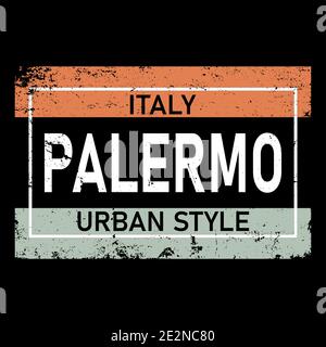 Palermo T-Shirt-Design. Europäische Stadt typografische Schrift Schriftart für Drucke, Werbung, Identität. Handgezeichnete touristische Kunst in hoher Qualität. Reisen und Stock Vektor