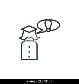 Frau mit Idee Umriss Vektor-Symbol. Dünne Linie schwarze Frau mit Idee Symbol, flache Vektor einfache Element Illustration von editierbaren Bildung Konzept iso Stock Vektor