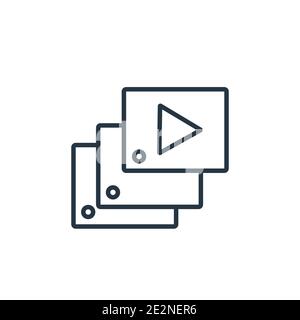 Vektorsymbol für die Gliederungsliste der Videodatei. Dünne Linie schwarz Video-Datei Liste Symbol, flache Vektor einfache Element Illustration von editierbaren elektronischen Sachen füllen Stock Vektor