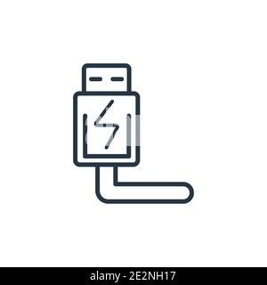 USB-Umrissvektor-Symbol. Dünne Linie schwarz usb-Symbol, flache Vektor einfache Element Illustration von editierbaren elektronischen Geräten Konzept isoliert auf weiß Stock Vektor
