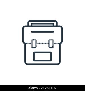 Beutel mit Büchern Umriss Vektor-Symbol. Dünne Linie schwarze Tasche von Büchern Symbol, flache Vektor einfache Element Illustration aus editierbaren Bildungskonzept isoliert Stock Vektor
