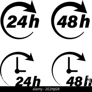 Satz von Symbolen für schnelle Lieferung für 24 Stunden und 48 Stunden Vektorgrafik Stundenlieferung Stock Vektor