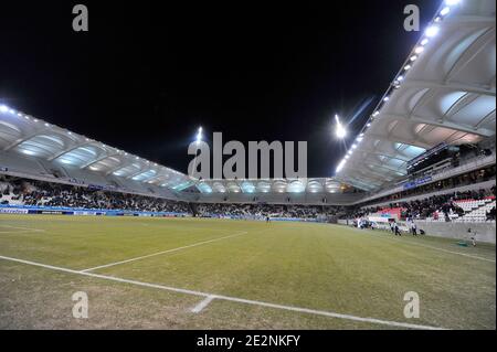 Gesamtansicht des Auguste Delaune Stadions in Reims, Frankreich am 2. März 2010. Foto von Stephane Reix/ABACAPRESS.COM Stockfoto