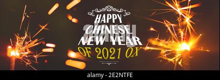 Frohes chinesisches Neujahr 2021 von Ox Banner, festliche Rückrunde, feiern Feiertage Foto Stockfoto