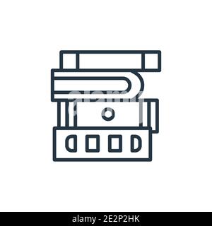 Symbol für den Umriss eines Buchstapels. Dünne Linie schwarz Stapel von Büchern Symbol, flache Vektor einfache Element Illustration von editierbaren Bildungskonzept isola Stock Vektor