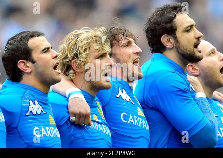 Die Italiener Mirco und Mauro Bergamasco während des RBS Six Nations Rugby Tournament Spiels, Frankreich gegen Italien im Stade de France in Saint-Denis bei Paris, Frankreich am 14. März 2010. Frankreich gewann 46-20. Foto von Stephane Reix/ABACAPRESS.COM Stockfoto