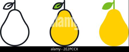 Birnen-Symbol. Lineare Farbsymbol, Kontur, Form, Kontur. Dünne Linie. Modernes, minimalistisches Design. Vektorset. Illustrationen von Früchten Stock Vektor