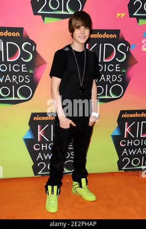 Justin Bieber nimmt an den 23. Jährlichen Kids' Choice Awards von Nickelodeon im Pauley Pavilion der UCLA Teil. Los Angeles, 27. März 2010. (Im Bild: Justin Bieber). Foto von Lionel Hahn/ABACAPRESS.COM Stockfoto