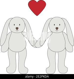 Cartoon Bunny Freunde halten Hände Stock Vektor