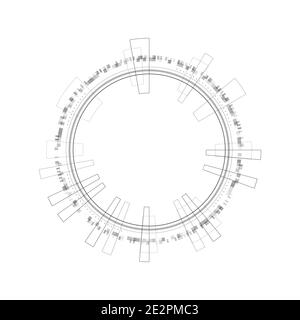 HUD-Kreis Infografik Elemente. Sci-Fi rundes Head-up-Display für futuristische Benutzeroberfläche HUD. Thema Technik und Wissenschaft. Vektorgrafik. Stock Vektor