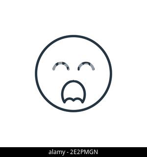 Gähnende Emoji-Umrissvektor-Symbol. Dünne Linie schwarz gähnende Emoji-Symbol, flache Vektor einfache Element Illustration von editierbaren Emoji Konzept isoliert auf Stock Vektor