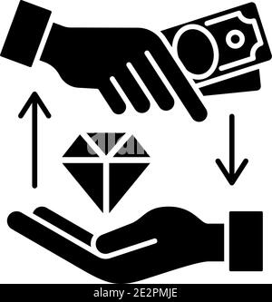 Geldkredit schwarzes Glyphen-Symbol Stock Vektor