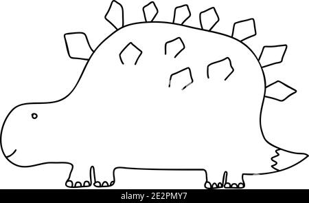 Kleine niedliche Linie Dinosaurier Färbung. Vektor-Illustration für die Färbung Zeichnung Bild Cartoon. Kinder Dino Bild isoliert auf weiß. Baby Monster Reptil Stock Vektor