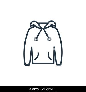 Vektorsymbol für den Kapuzenumriss. Dünne Linie schwarz Kapuzenpullover Symbol, flache Vektor einfache Element Illustration von editierbaren Kleidung Konzept isoliert auf weißem Hintergrund Stock Vektor