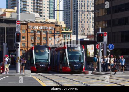 Electric Sydney Light Rail System Sydney New South Wales Australien Stockfoto