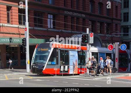 Sydney Light Rail auf der Hay Street im Haymarket Sydney Australien Stockfoto